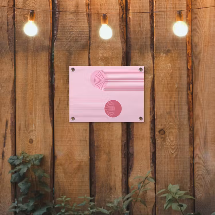 Vormen - Lijnen - Minimalistisch - Roze tuinposter los doek klein -sfeer1