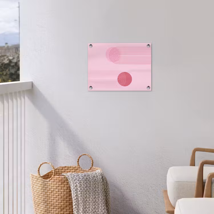 Vormen - Lijnen - Minimalistisch - Roze tuinposter los doek klein -sfeer8