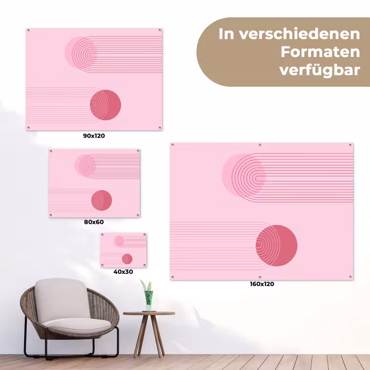 Vormen - Lijnen - Minimalistisch - Roze tuinposter los doek klein -Xsfeer9_DE