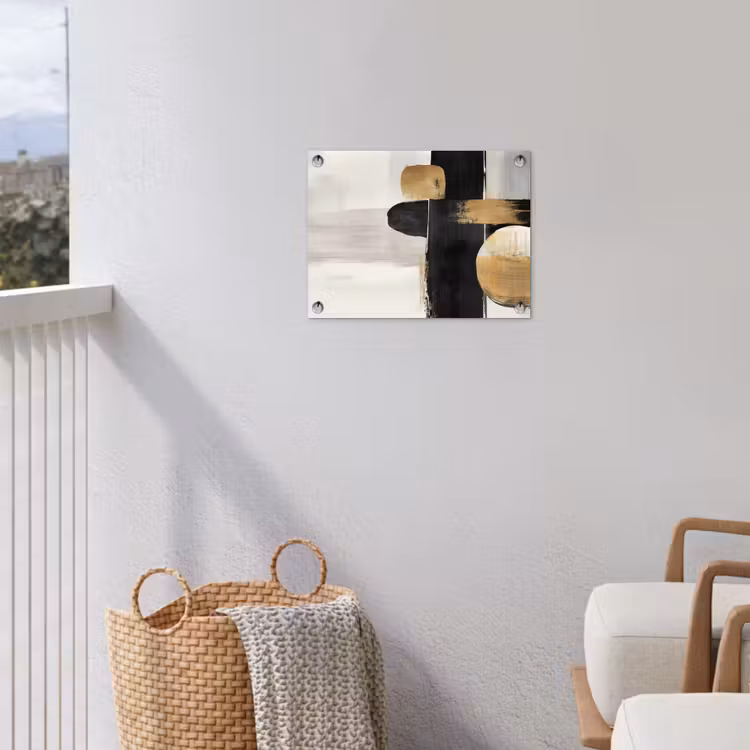 Vormen - Penseelstreken - Abstract - Goud tuinposter los doek klein -sfeer8