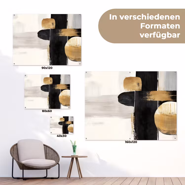 Vormen - Penseelstreken - Abstract - Goud tuinposter los doek klein -Xsfeer9_DE