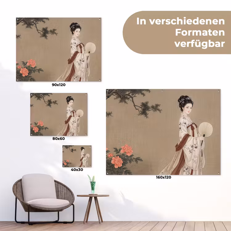 Vrouw - Azië - Kunst - Beige tuinposter los doek klein -Xsfeer9_DE
