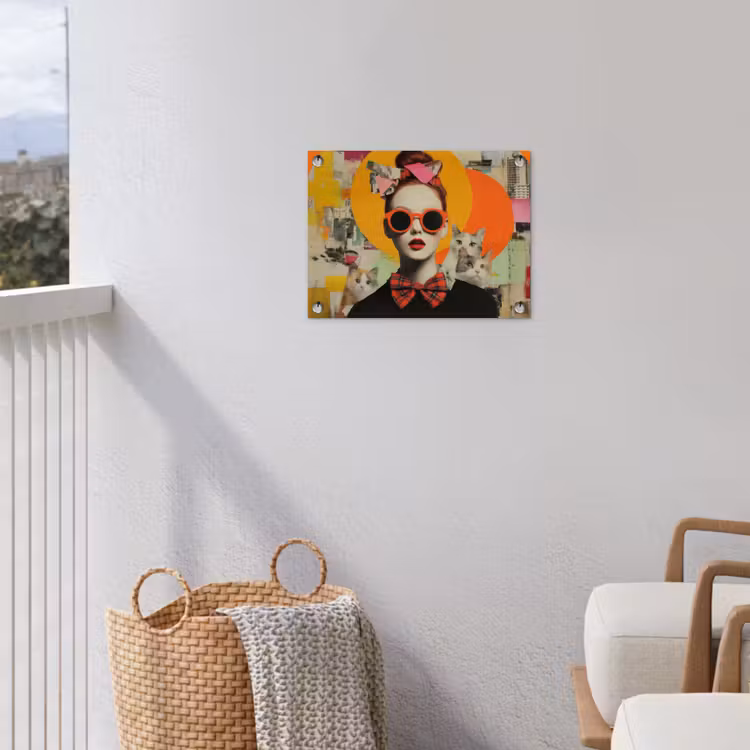 Vrouw - Bril - Strik - Retro tuinposter los doek klein -sfeer8