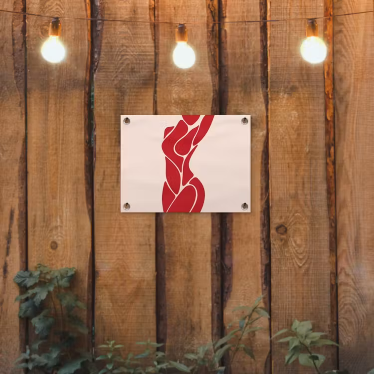 Vrouw - Figuur - Abstract - Modern - Rood tuinposter los doek klein -sfeer1