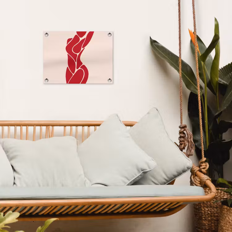 Vrouw - Figuur - Abstract - Modern - Rood tuinposter los doek klein -sfeer7