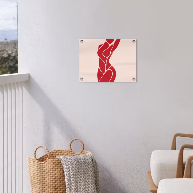 Vrouw - Figuur - Abstract - Modern - Rood tuinposter los doek klein -sfeer8