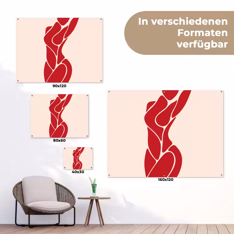 Vrouw - Figuur - Abstract - Modern - Rood tuinposter los doek klein -Xsfeer9_DE