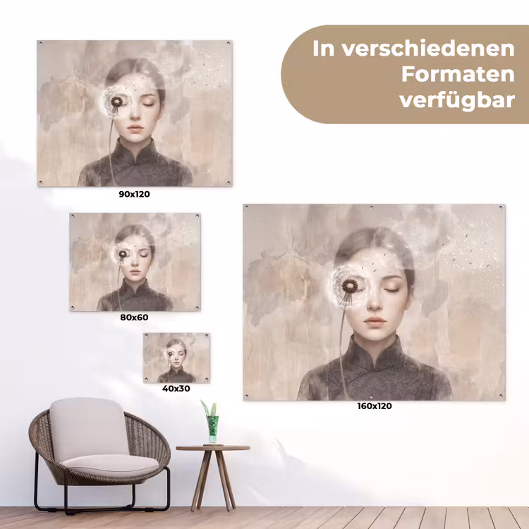 Vrouw - Sereen - Grijs tuinposter los doek klein -Xsfeer9_DE