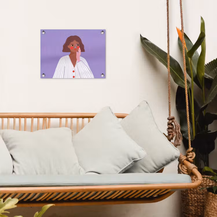 Vrouw - Gezicht - Mensen - Abstract - Kleurrijk tuinposter los doek klein -sfeer7