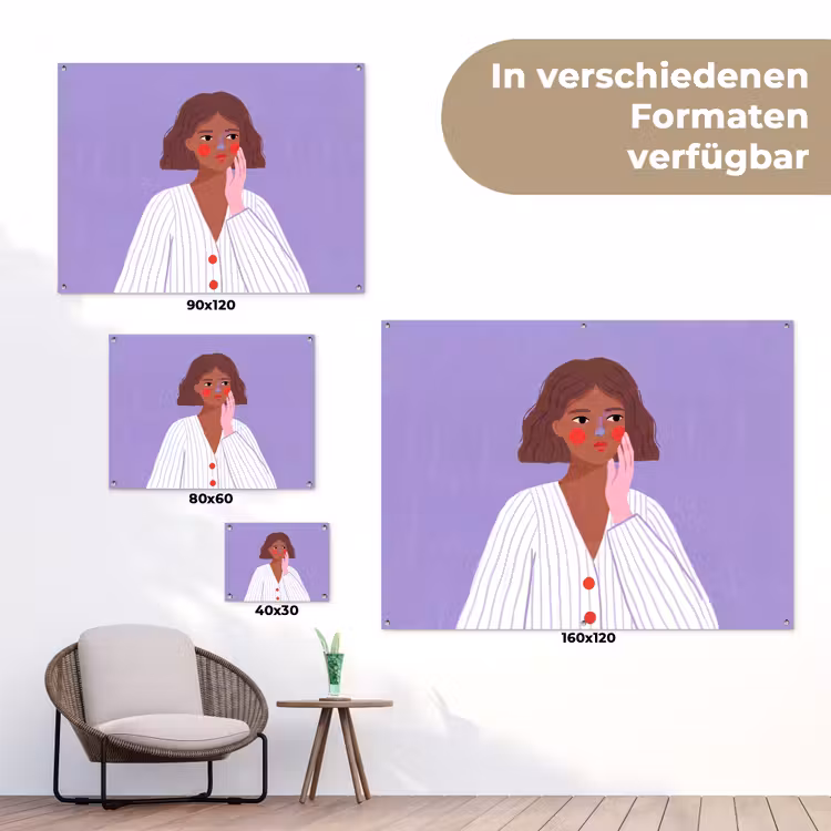 Vrouw - Gezicht - Mensen - Abstract - Kleurrijk tuinposter los doek klein -Xsfeer9_DE