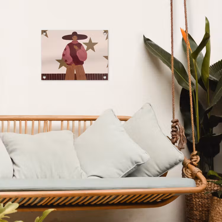 Vrouw - Hoed - Abstract - Modern - Portret tuinposter los doek klein -sfeer7