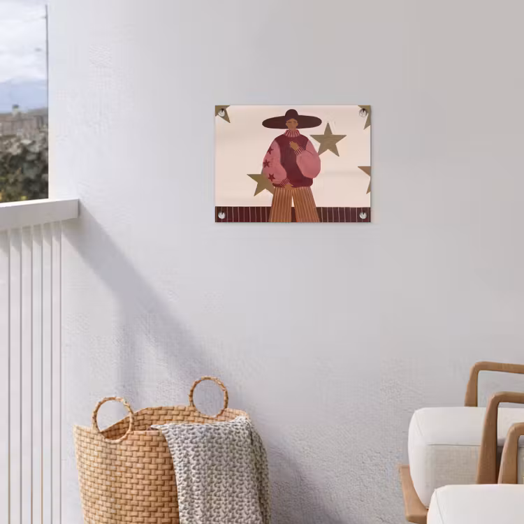 Vrouw - Hoed - Abstract - Modern - Portret tuinposter los doek klein -sfeer8