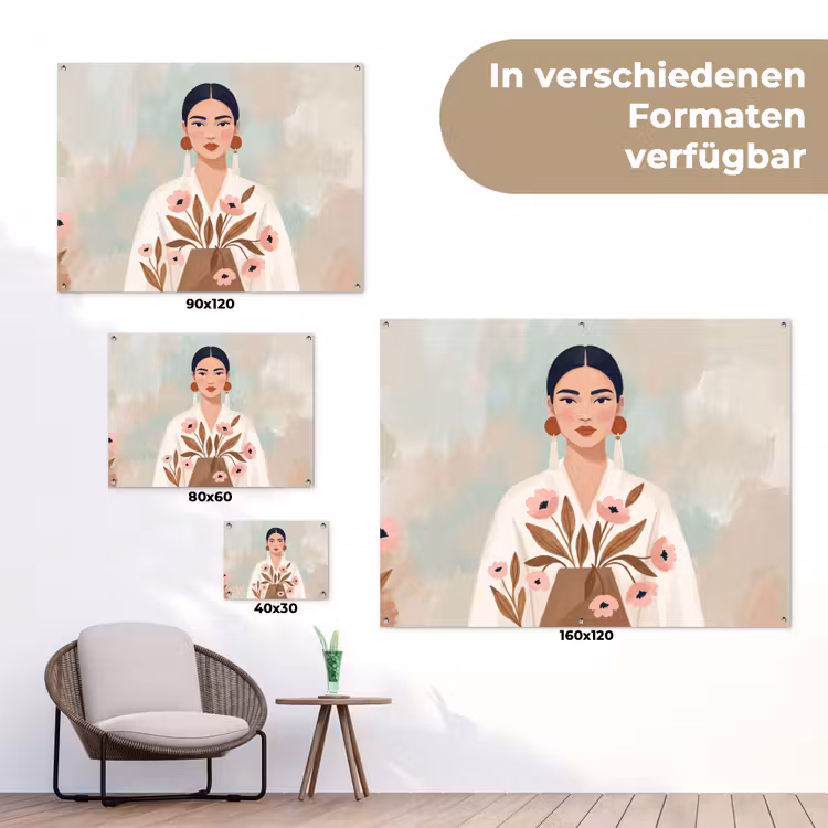 Vrouw - Kimono - Pastel tuinposter los doek klein -Xsfeer9_DE