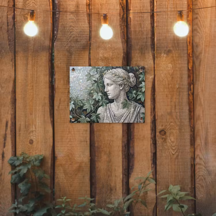 Vrouw - Klassiek - Mozaiëk - Natuur - Groen tuinposter los doek klein -sfeer1