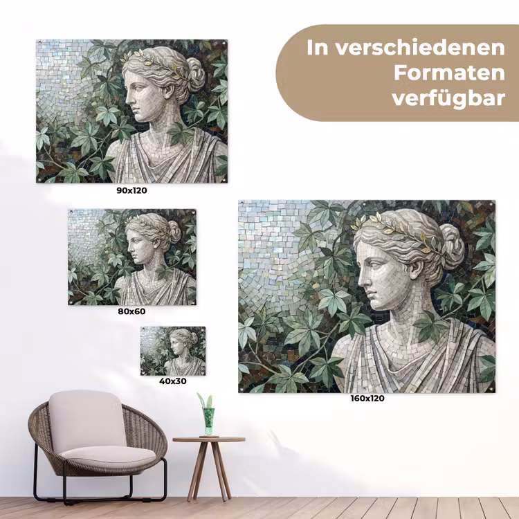 Vrouw - Klassiek - Mozaiëk - Natuur - Groen tuinposter los doek klein -Xsfeer9_DE
