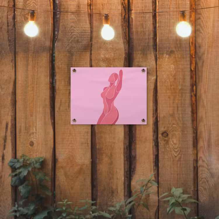 Vrouw - Lichaam - Abstract - Roze tuinposter los doek klein -sfeer1