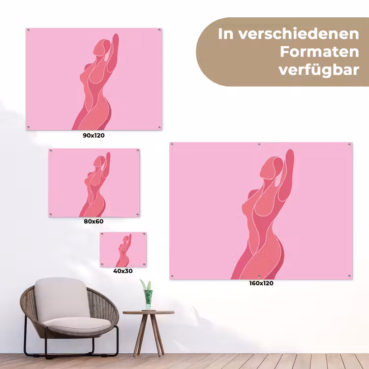 Vrouw - Lichaam - Abstract - Roze tuinposter los doek klein -Xsfeer9_DE