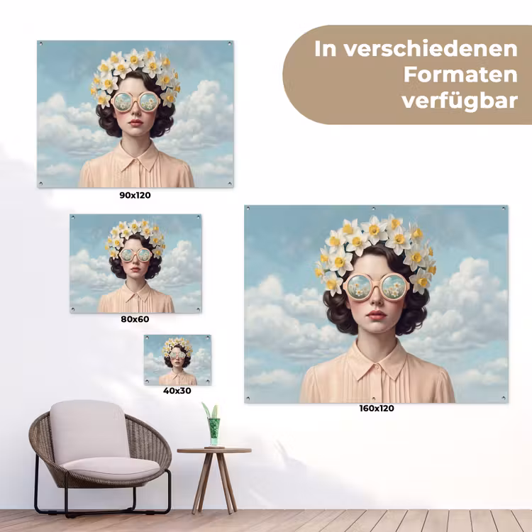 Vrouw - Narcissen - Geel tuinposter los doek klein -Xsfeer9_DE