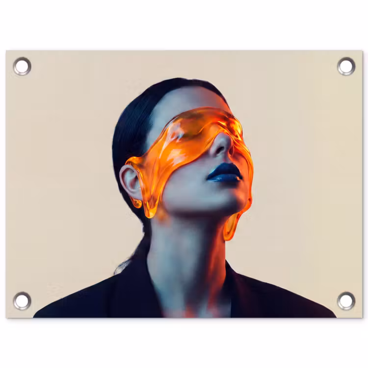 Vrouw - Oranje - Abstract - Modern - Kleurrijk tuinposter los doek klein -3d