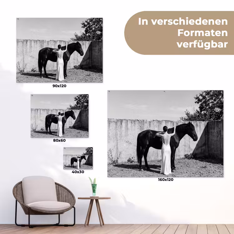 Vrouw - Paard - Artistiek tuinposter los doek klein -Xsfeer9_DE