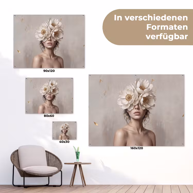 Vrouw - Pioenroos - Wit tuinposter los doek klein -Xsfeer9_DE