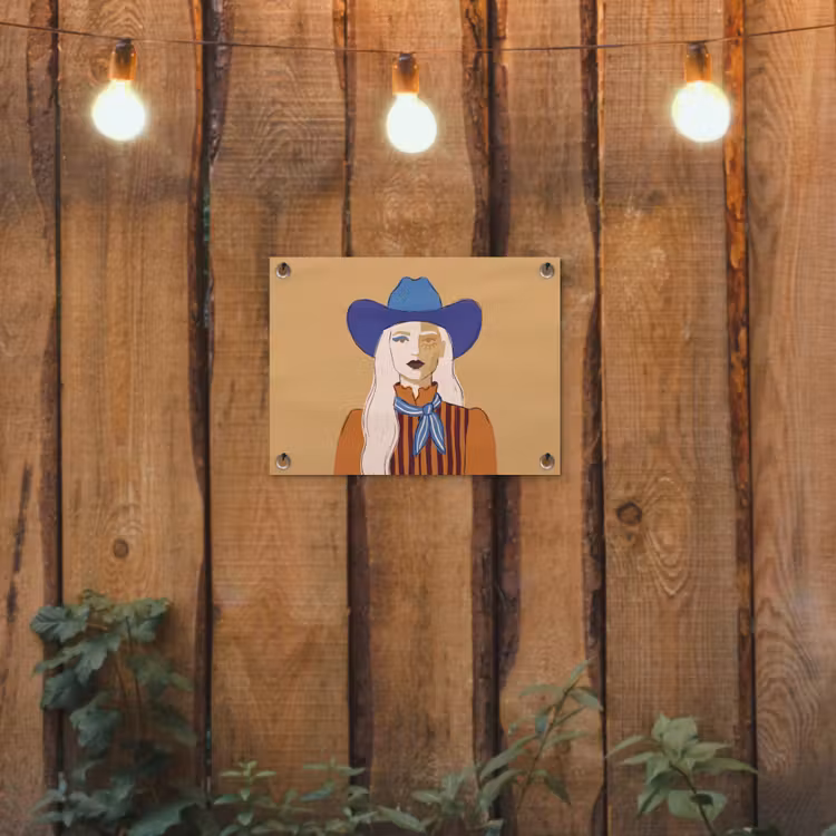 Vrouw - Portret - Abstract - Kleurrijk - Modern tuinposter los doek klein -sfeer1