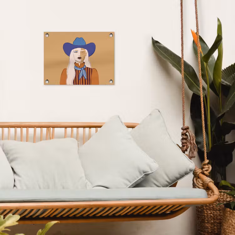 Vrouw - Portret - Abstract - Kleurrijk - Modern tuinposter los doek klein -sfeer7