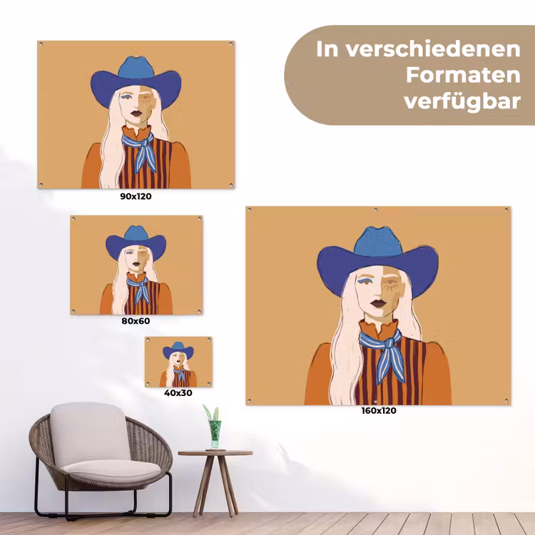 Vrouw - Portret - Abstract - Kleurrijk - Modern tuinposter los doek klein -Xsfeer9_DE