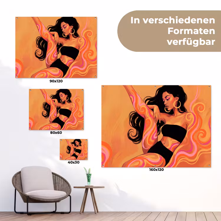 Vrouw - Portret - Abstract - Modern - Kleurrijk tuinposter los doek klein -Xsfeer9_DE