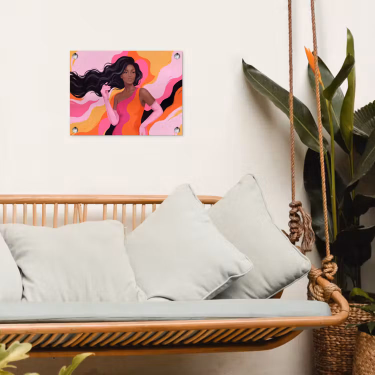 Vrouw - Portret - Kleurrijk - Modern - Kunst tuinposter los doek klein -sfeer7