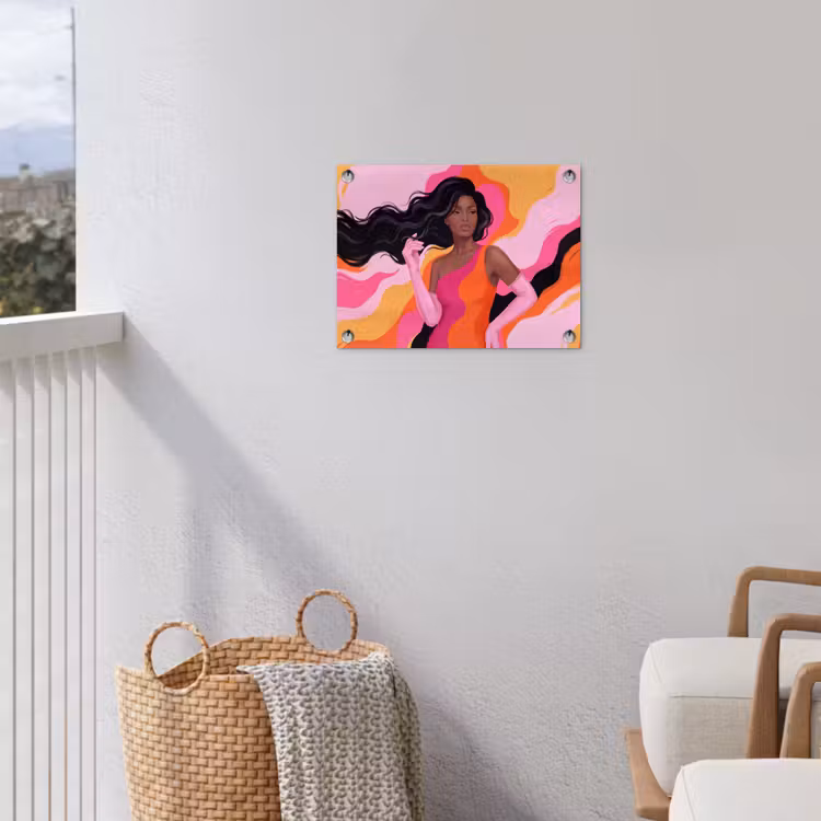 Vrouw - Portret - Kleurrijk - Modern - Kunst tuinposter los doek klein -sfeer8