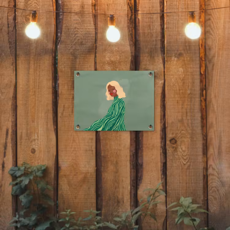 Vrouw - Portret - Illustratie - Modern - Groen tuinposter los doek klein -sfeer1