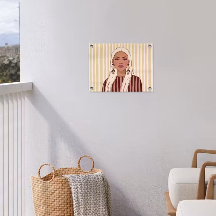 Vrouw - Portret - Illustratie - Modern - Roze tuinposter los doek klein -sfeer8