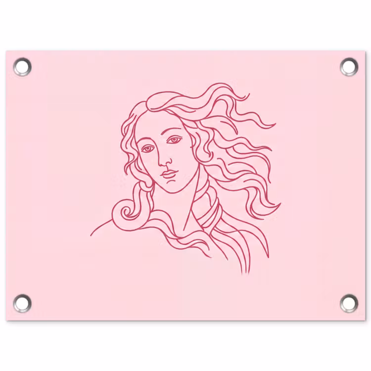 Vrouw - Portret - Klassiek - Line-art - Roze tuinposter los doek klein -3d