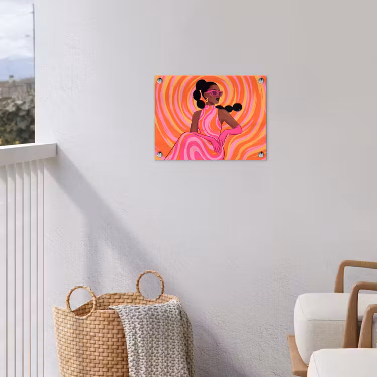 Vrouw - Portret - Kunst - Abstract - Roze tuinposter los doek klein -sfeer8