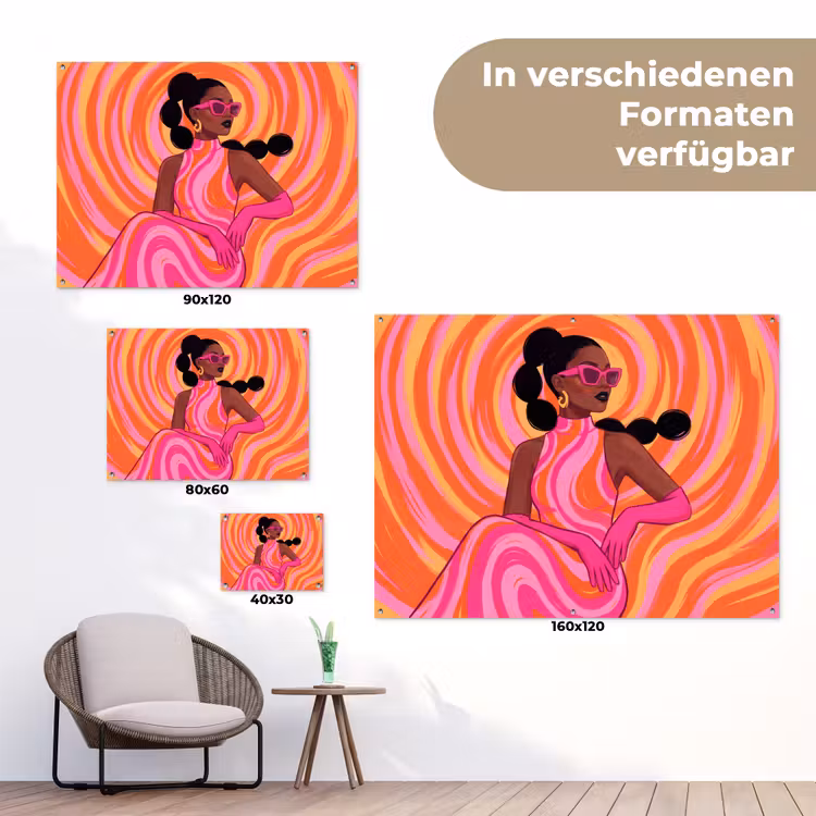 Vrouw - Portret - Kunst - Abstract - Roze tuinposter los doek klein -Xsfeer9_DE