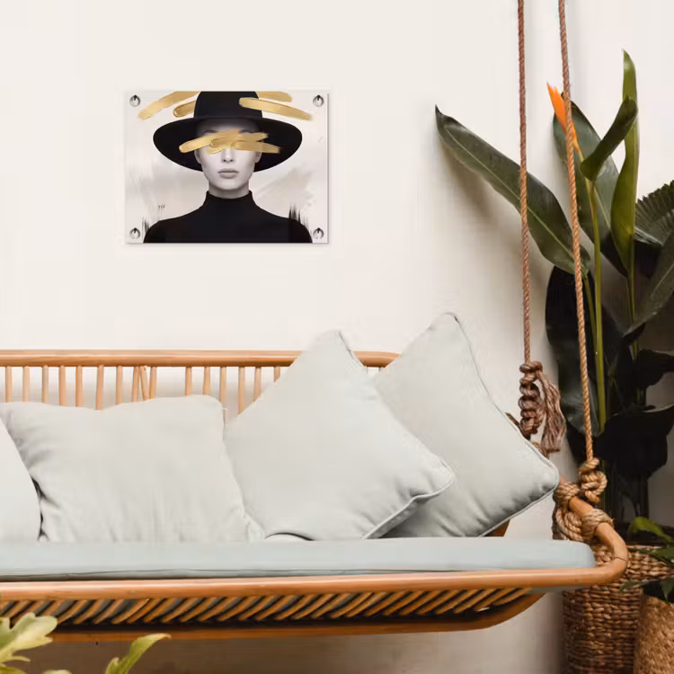 Vrouw - Portret - Modern - Goud - Kunst tuinposter los doek klein -sfeer7