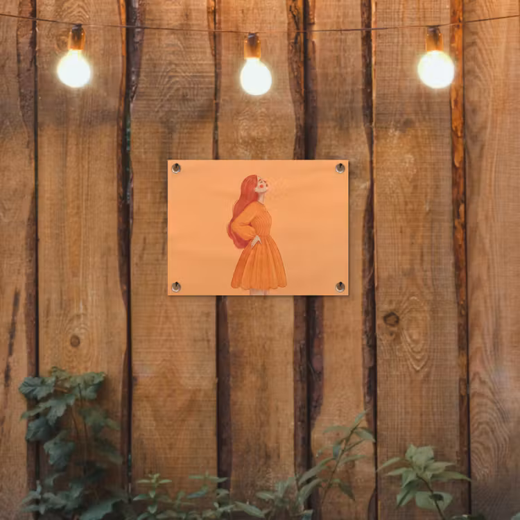 Vrouw - Profiel - Mensen - Modern - Oranje tuinposter los doek klein -sfeer1
