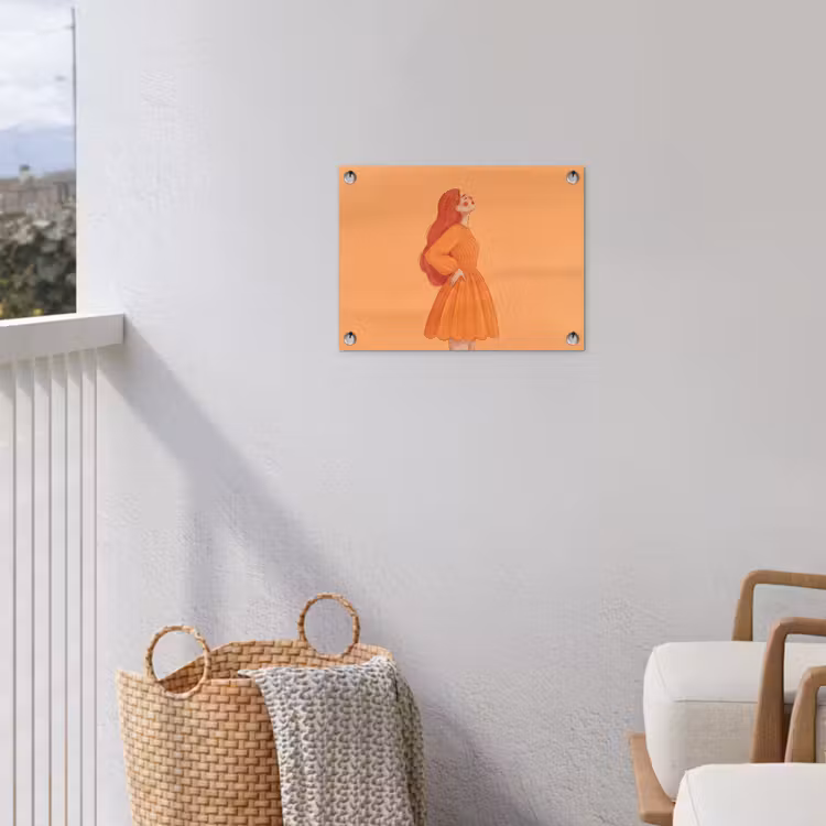 Vrouw - Profiel - Mensen - Modern - Oranje tuinposter los doek klein -sfeer8