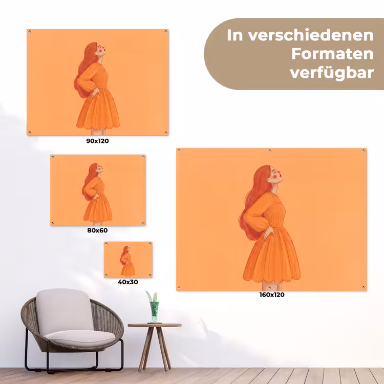 Vrouw - Profiel - Mensen - Modern - Oranje tuinposter los doek klein -Xsfeer9_DE