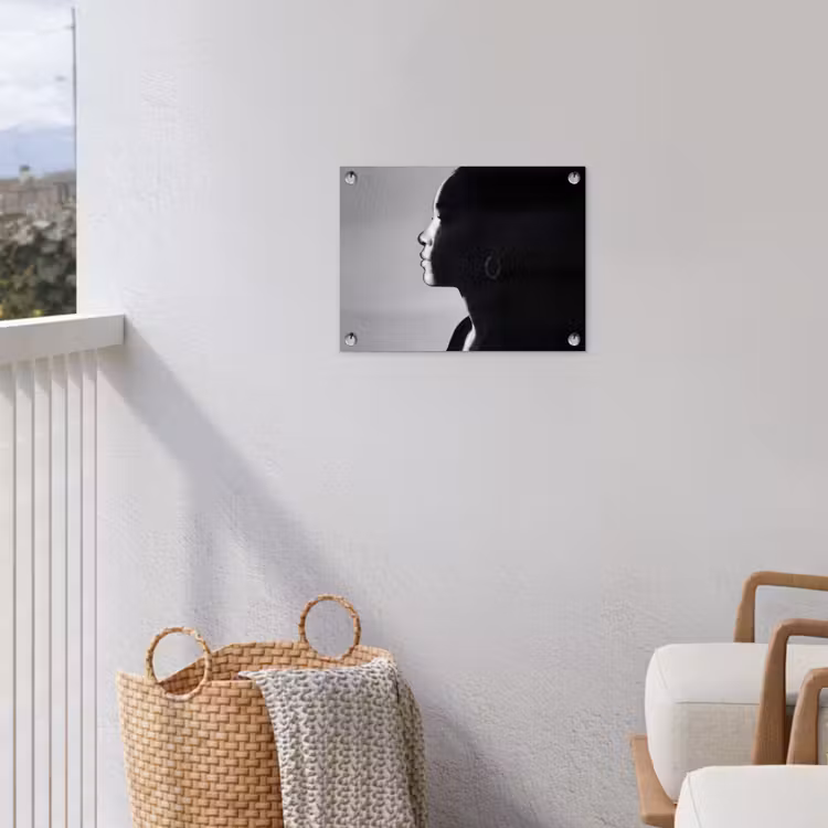 Vrouw - Profiel - Mensen - Zwart-wit tuinposter los doek klein -sfeer8