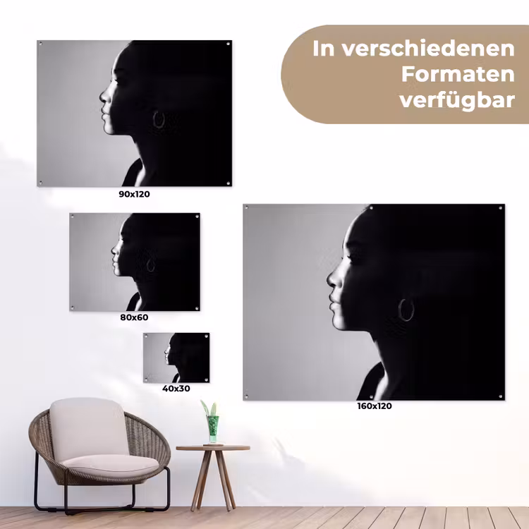 Vrouw - Profiel - Mensen - Zwart-wit tuinposter los doek klein -Xsfeer9_DE
