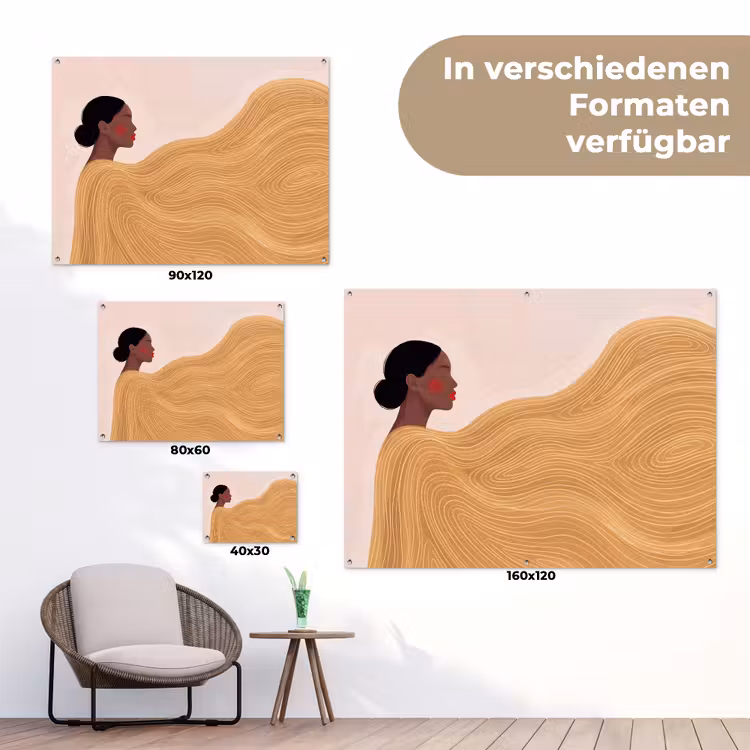 Vrouw - Profiel - Modern - Abstract - Kunst tuinposter los doek klein -Xsfeer9_DE