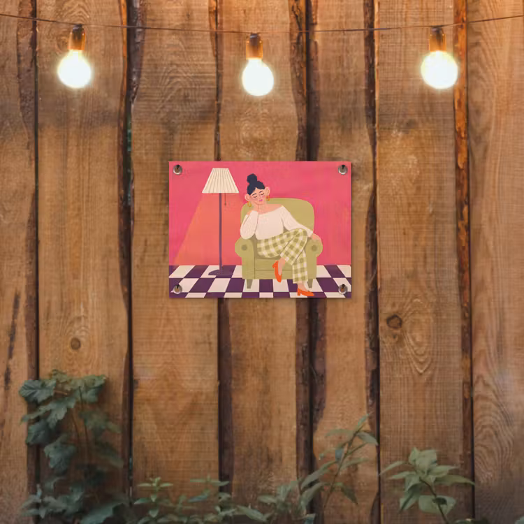 Vrouw - Rust - Interieur - Modern - Kunst tuinposter los doek klein -sfeer1