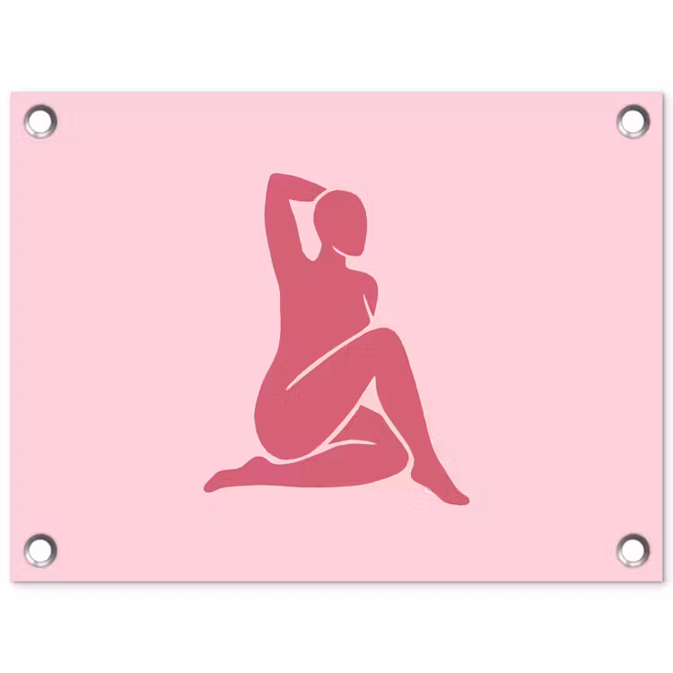 Vrouw - Silhouet - Abstract - Modern - Roze tuinposter los doek klein -3d