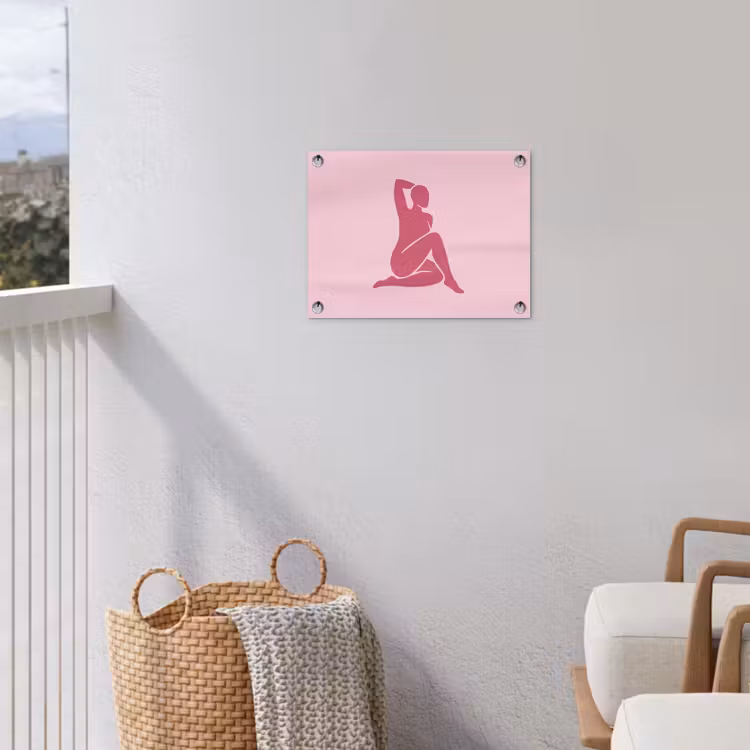 Vrouw - Silhouet - Abstract - Modern - Roze tuinposter los doek klein -sfeer8