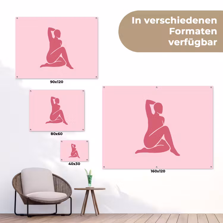 Vrouw - Silhouet - Abstract - Modern - Roze tuinposter los doek klein -Xsfeer9_DE