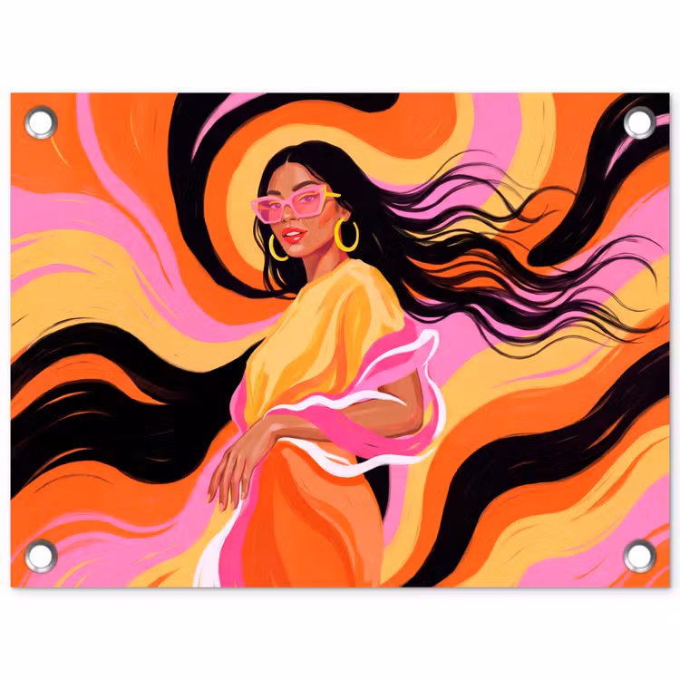 Vrouw - Zonnebril - Abstract - Kleurrijk tuinposter los doek klein -3d