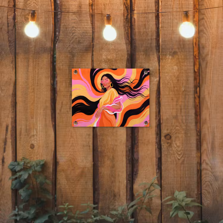 Vrouw - Zonnebril - Abstract - Kleurrijk tuinposter los doek klein -sfeer1