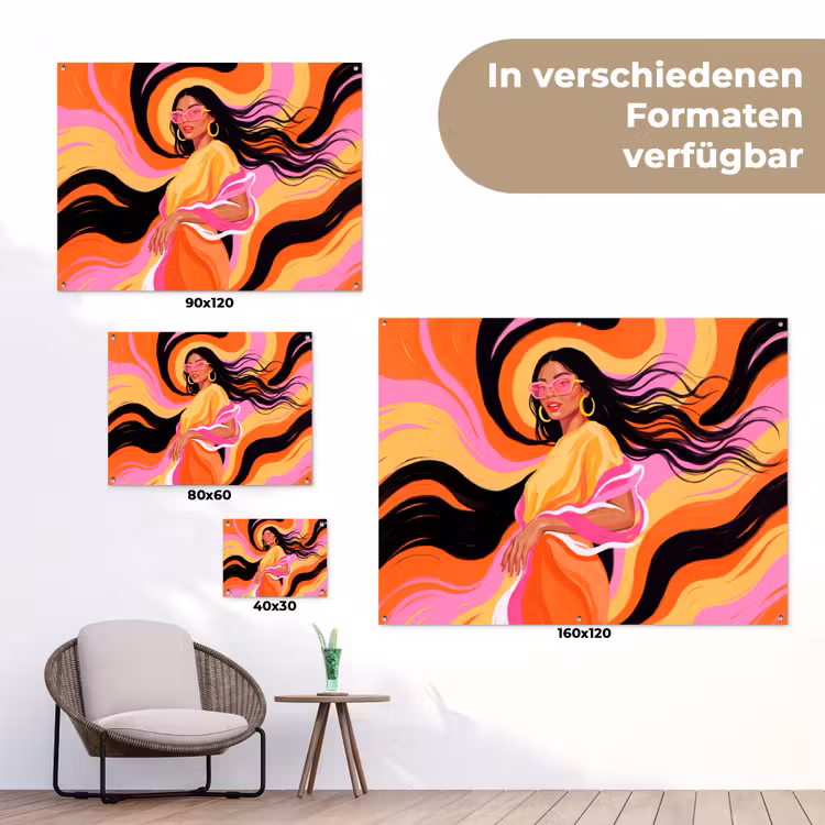 Vrouw - Zonnebril - Abstract - Kleurrijk tuinposter los doek klein -Xsfeer9_DE